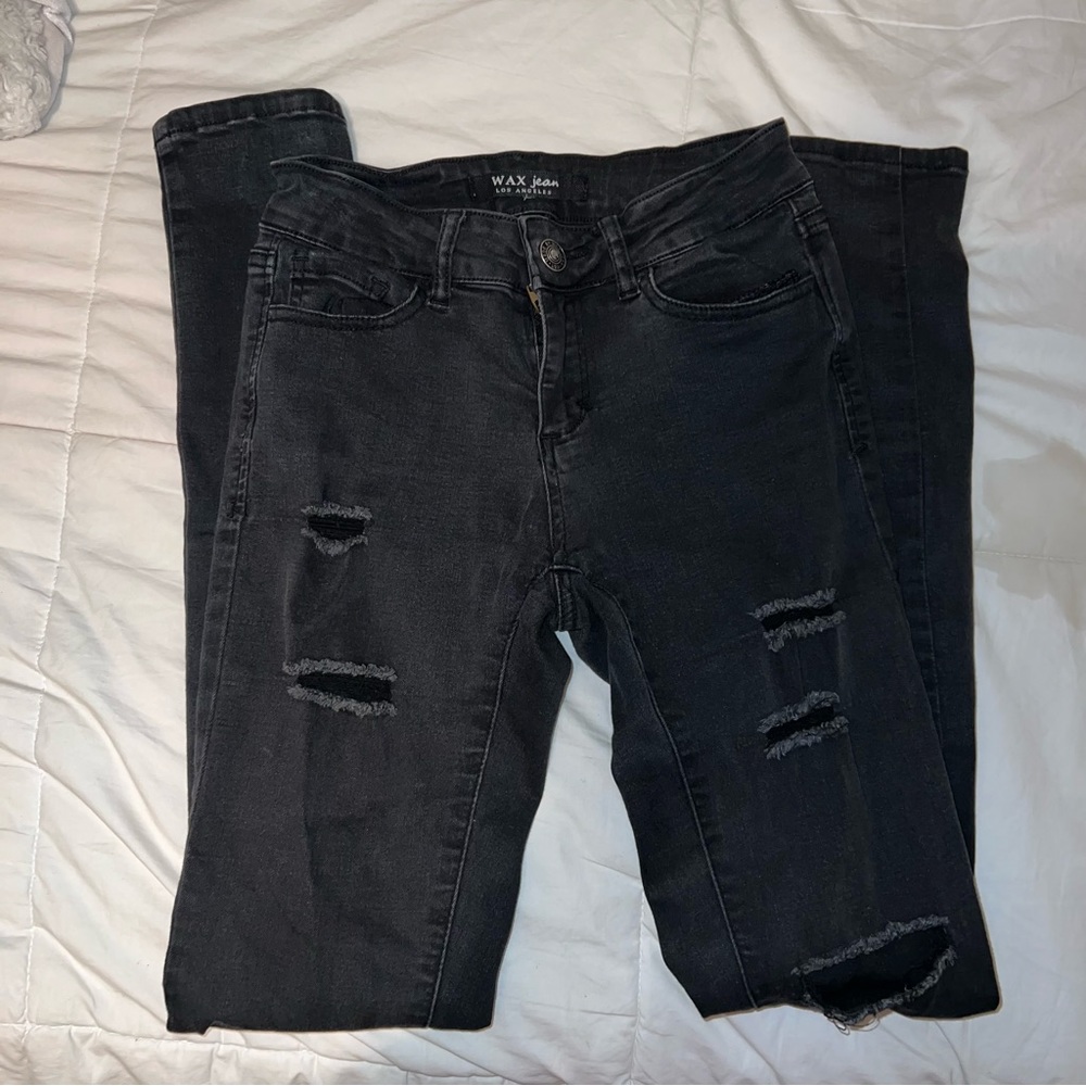 Wax Jean Black High-Rise Ripped Jeans